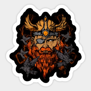 Vintage Odin & Ravens Norse Mythology Distressed Sticker